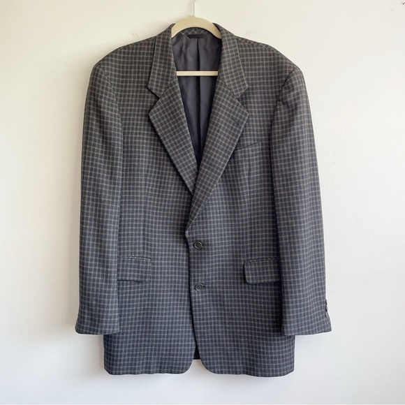 Ermenegildo Zegna plaid blazer jacket sport coat grey collared Cambridge sz 42L